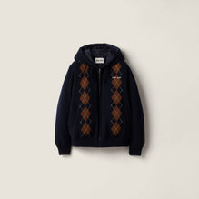 Argyle cashmere down jacket