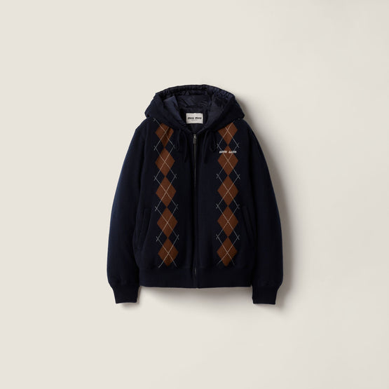 Argyle cashmere down jacket