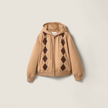 Argyle cashmere down jacket