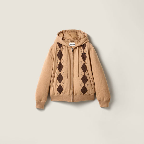 Argyle cashmere down jacket