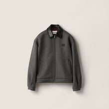 Prince of Wales check and bonded jersey blouson jacket