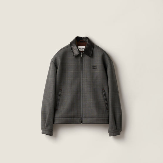 Prince of Wales check and bonded jersey blouson jacket