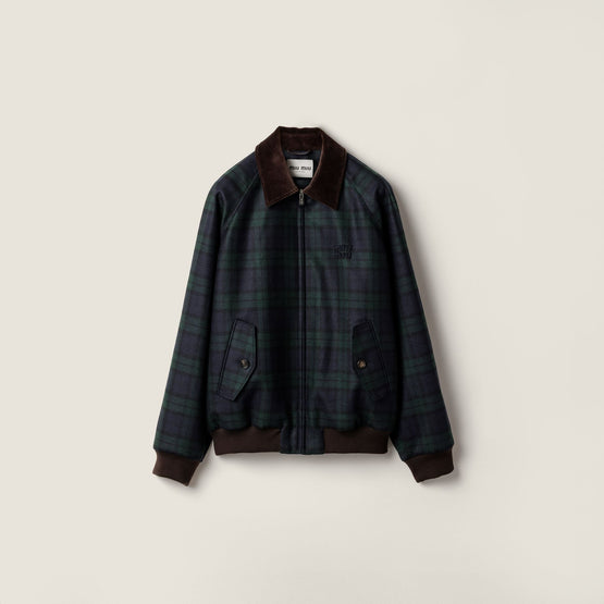 Checked twill blouson jacket