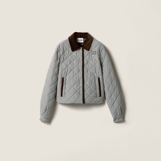Padded technical fabric check blouson