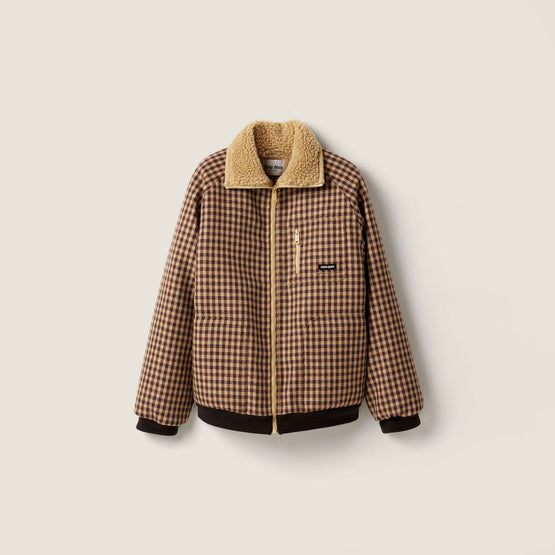 Fleece-lined checked blouson jacket