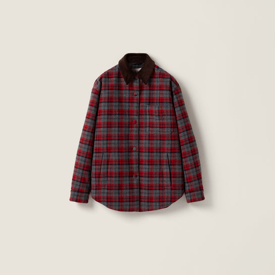 Women Medium-weight Plaid Check Down Jacket - Ardesia+rosso