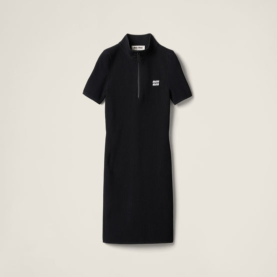 Viscose turtleneck mini-dress
