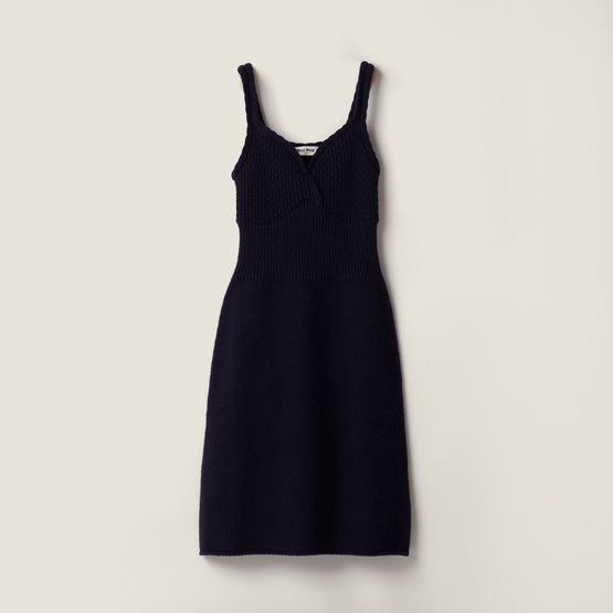 Women Wool Knit Tank Dress - Bleu
