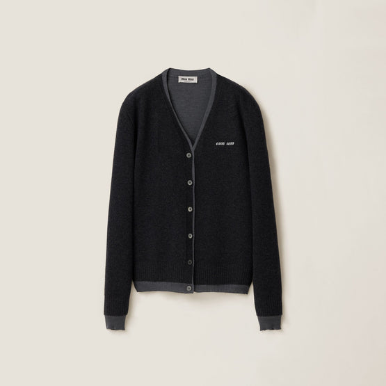 Women Silk Cashmere Cardigan Sweater - Antracite+ardesia