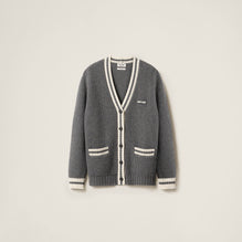 Ribbed knit wool and cashmere cardigan