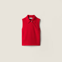 Women Sleeveless Cashmere Polo Shirt - Rosso