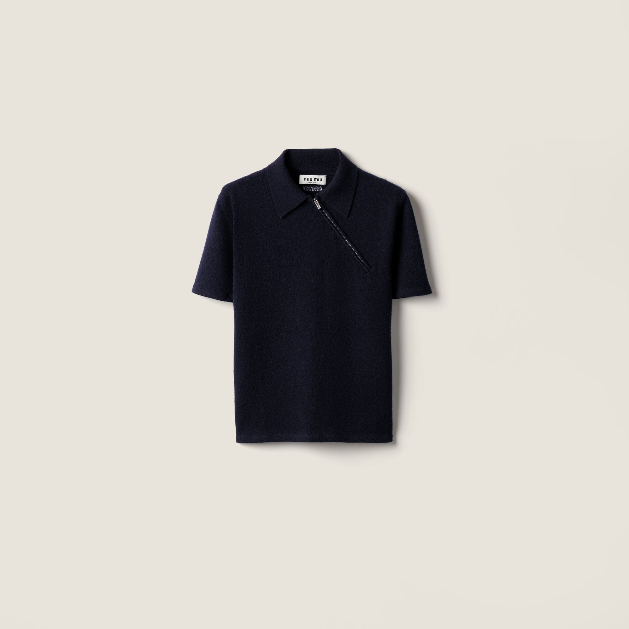 Women Cashmere Polo Shirt - Bleu