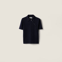 Women Cashmere Polo Shirt - Bleu