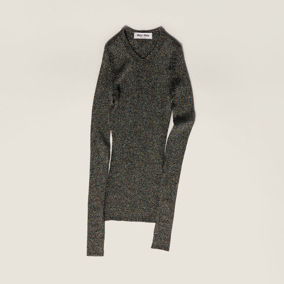 Women Lurex V-neck Sweater - Iride