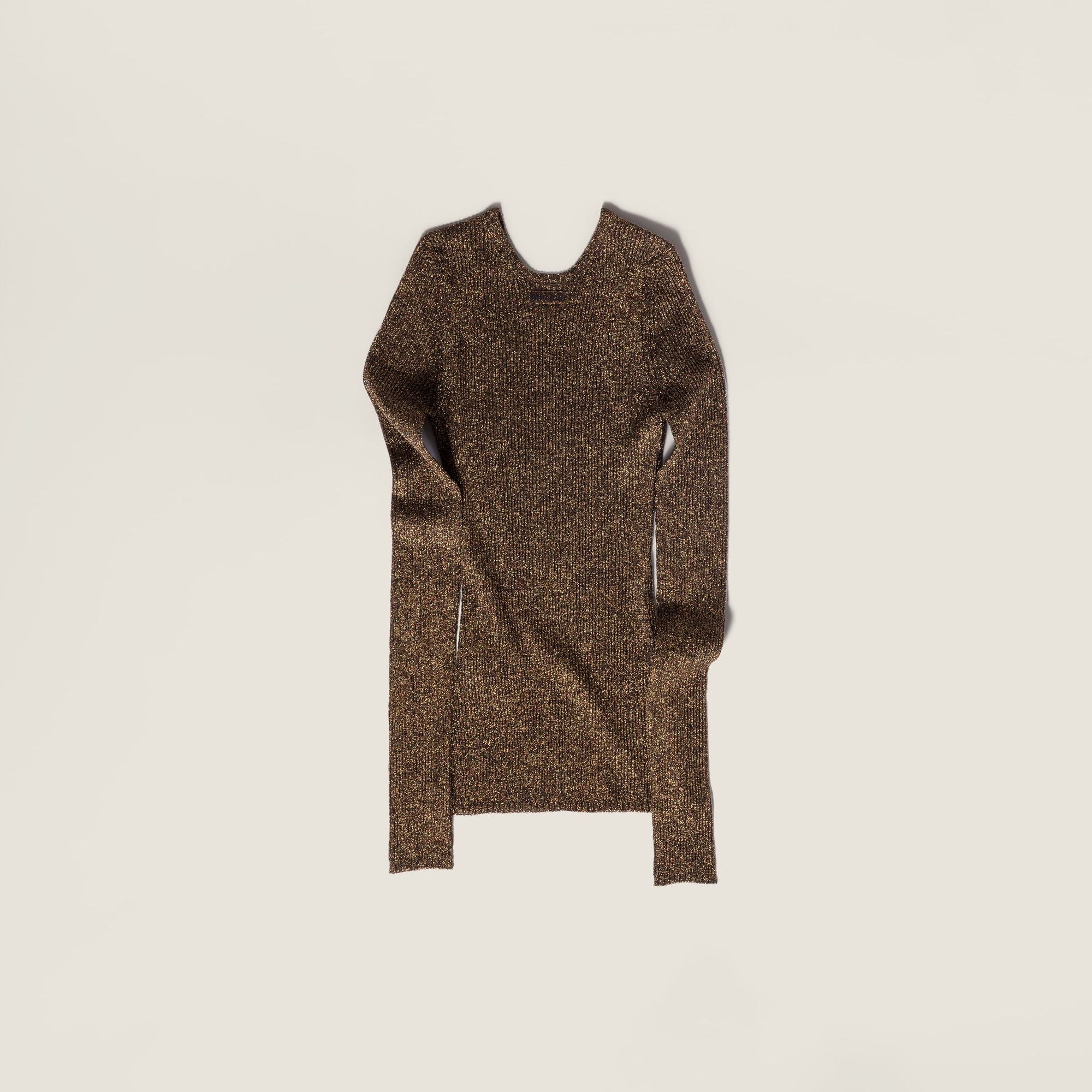 Women Lamé Crew-neck Sweater - Tabacco