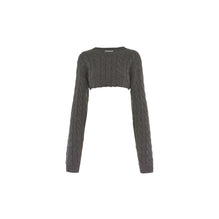Women Cropped Cashmere Sweater - Acciaio