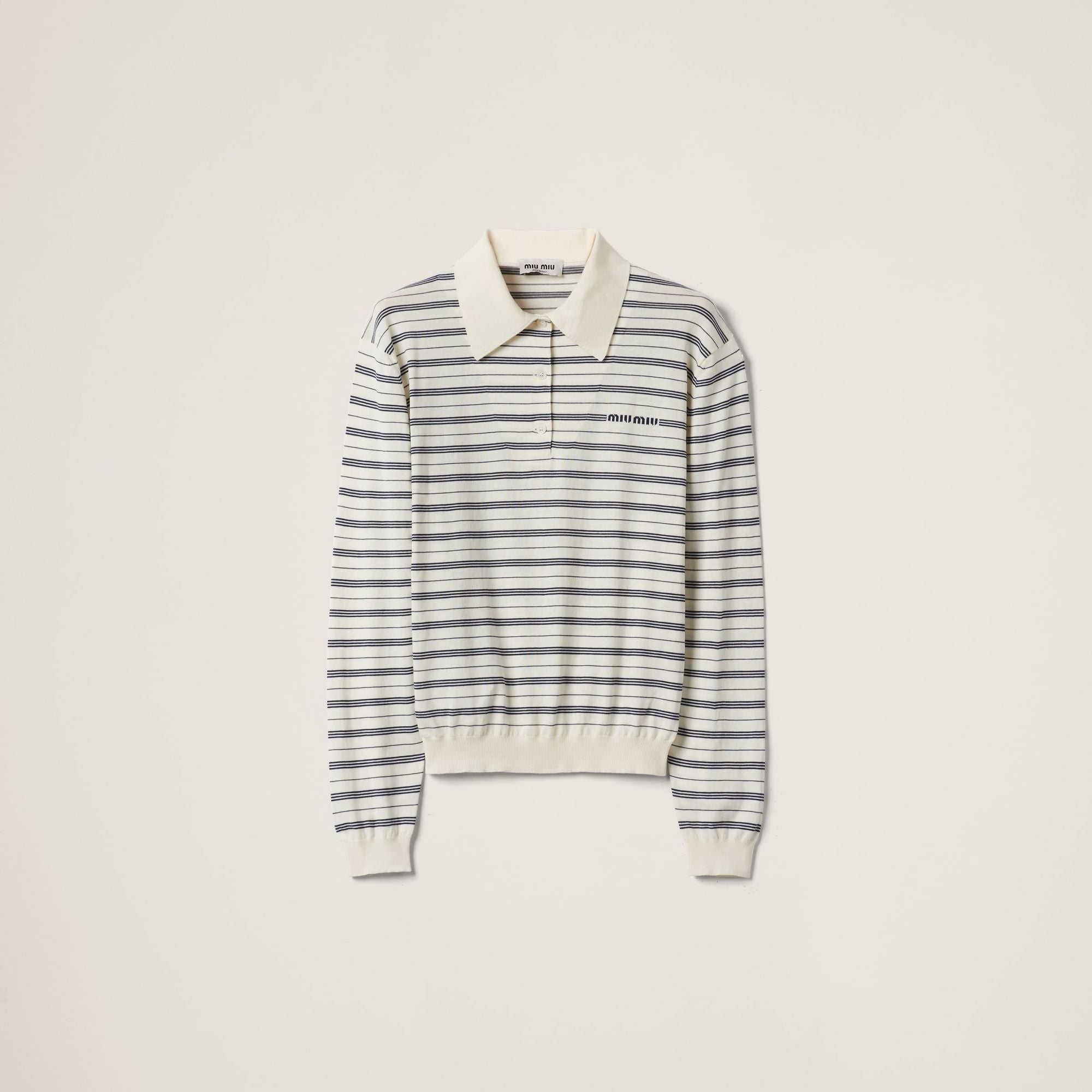 Women Cotton Jersey Polo Shirt - Avorio