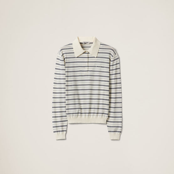 Women Cotton Jersey Polo Shirt - Avorio