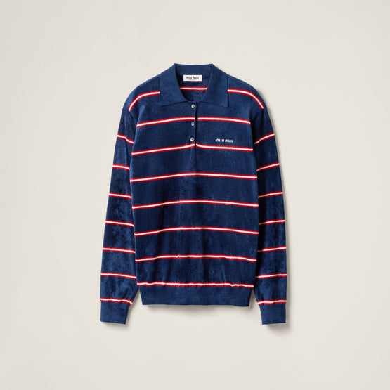 Striped viscose polo shirt