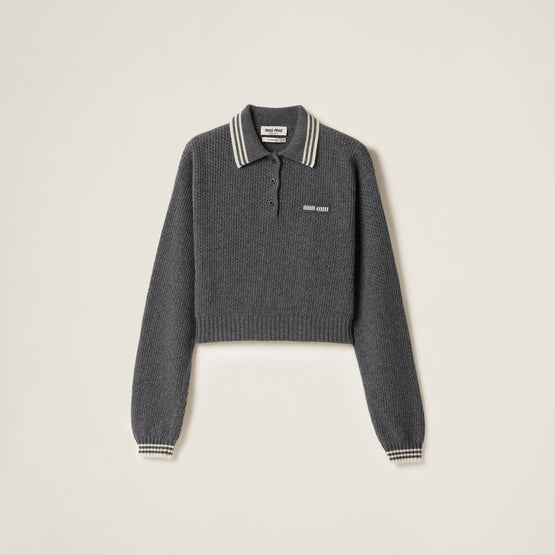 Wool and cashmere polo sweater