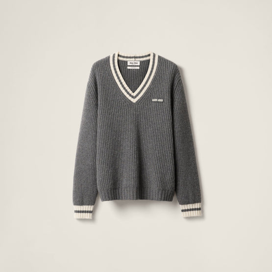 Wool and cashmere V-neck sweater