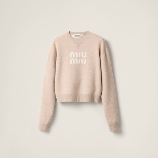 Double cashmere sweater with logo