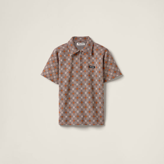 Silk knit polo shirt