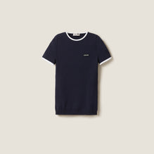 Technical yarn crew-neck sweater