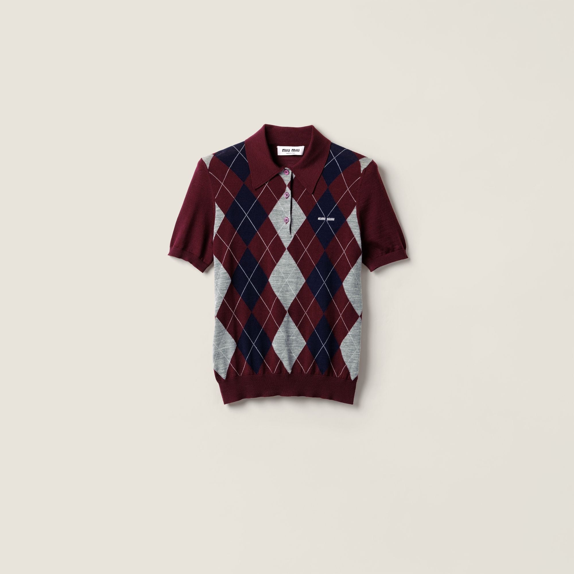 Women Wool Polo Shirt - Bordeaux