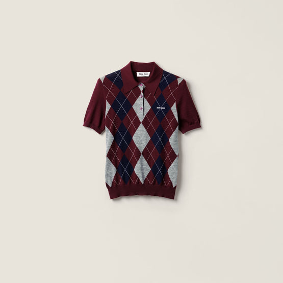 Women Wool Polo Shirt - Bordeaux