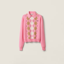 Women Cashmere Half-zipper Polo Shirt - Rosa