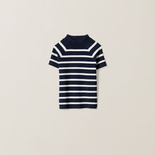 Striped mock turtleneck sweater