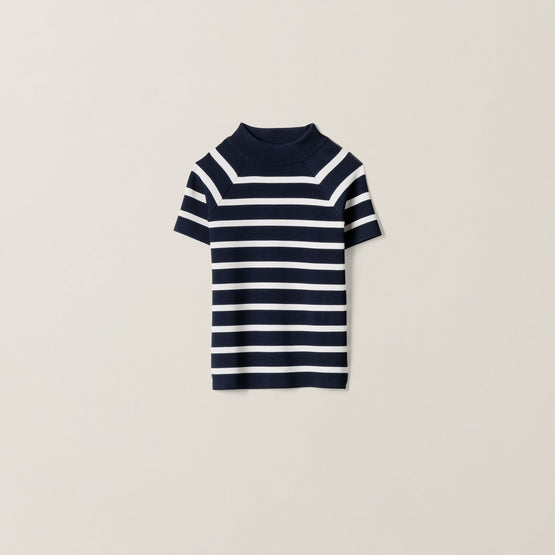 Striped mock turtleneck sweater