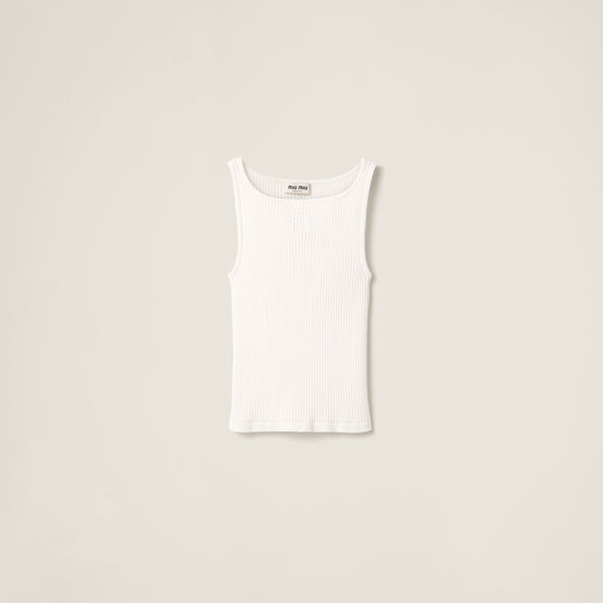 Ribbed knit wool tank top