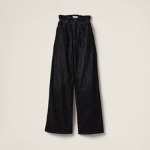 Washed flocked chambray pants
