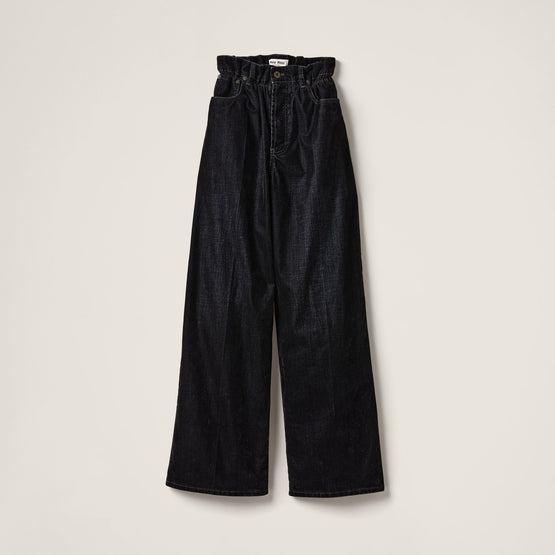 Washed flocked chambray pants