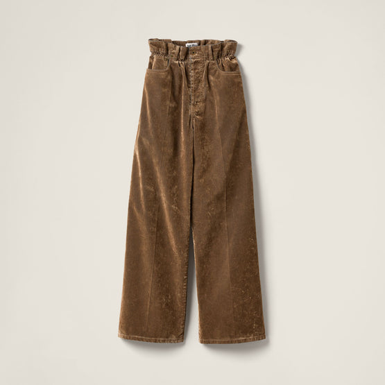 Washed flocked chambray pants
