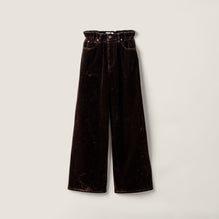 Washed flocked chambray pants