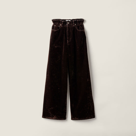 Washed flocked chambray pants