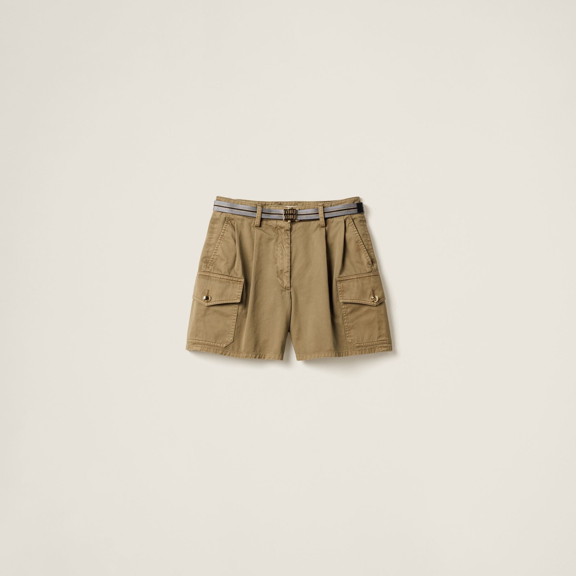Women Garment-dyed Cotton Satin Shorts - Oliva