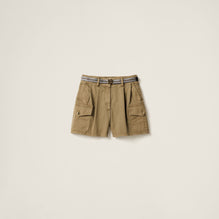 Women Garment-dyed Cotton Satin Shorts - Oliva
