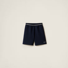 Women Bonded Piqué And Technical Jersey Bermudas - Bleu
