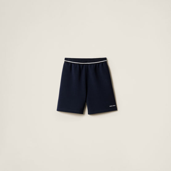 Women Bonded Piqué And Technical Jersey Bermudas - Bleu