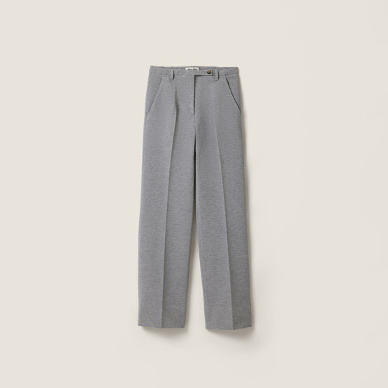 Women Fabric Stitch Knit Pants - Grigio