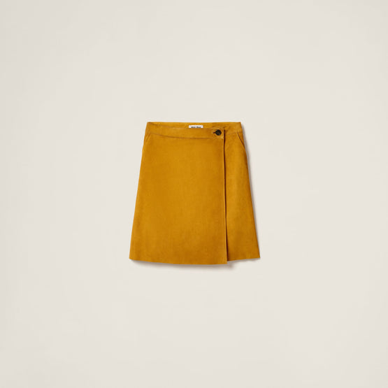 Women Suede Wraparound Skirt - Whisky