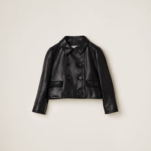 Double-breasted leather jacket
