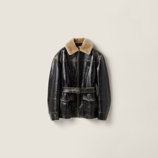Calf leather caban jacket