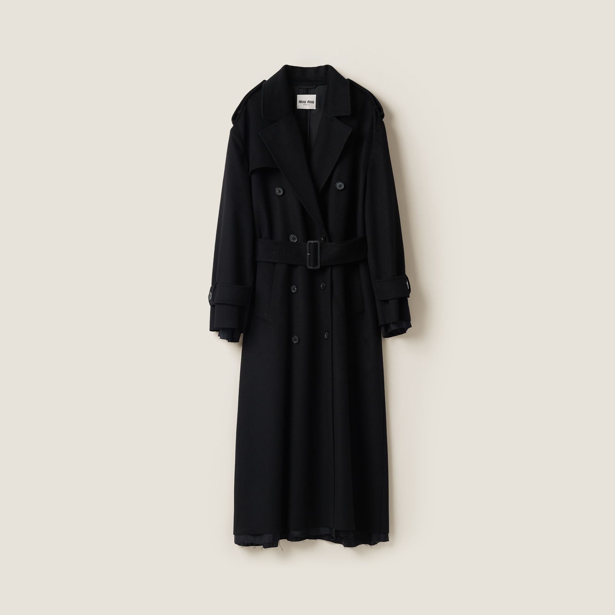 Women Double-breasted Velour Coat - Nero