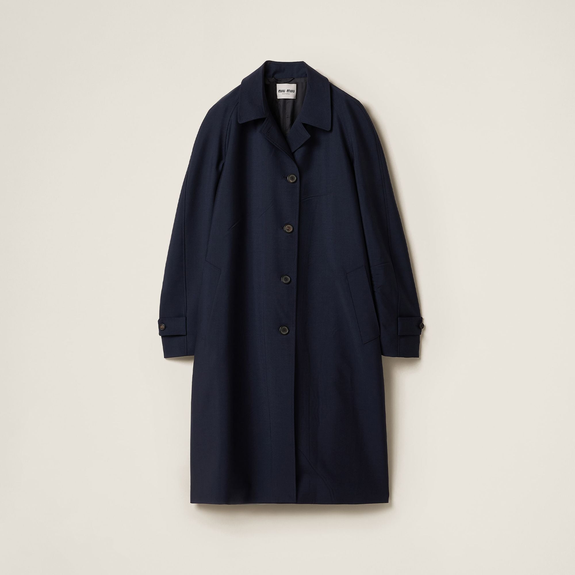 Women Single-breasted Kid Mohair Coat - Navy