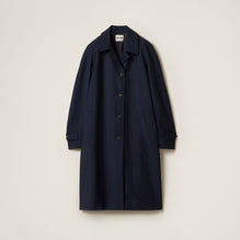 Women Single-breasted Kid Mohair Coat - Navy